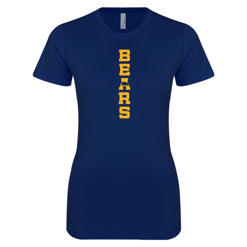  Next Level Womens Navy Boyfriend Tee - Bears with Bear