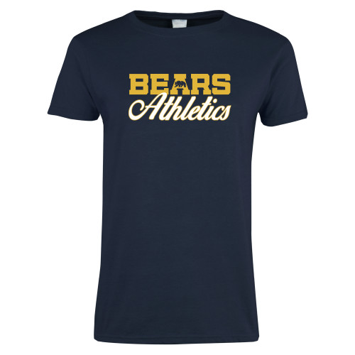  Womens Short Sleeve Navy Tee - Bears Athletics Script