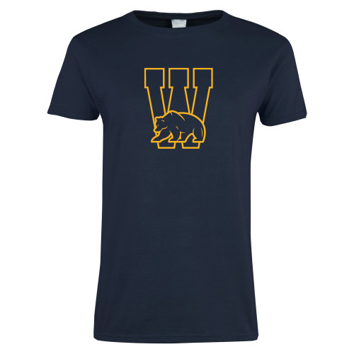  Womens Short Sleeve Navy Tee - W Logo with Bear
