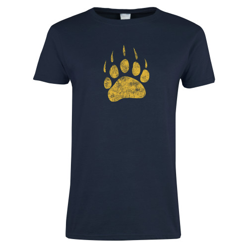  Womens Short Sleeve Navy Tee - Bear Paw Distressed