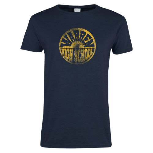  Womens Short Sleeve Navy Tee - Warren High School Circle Distressed