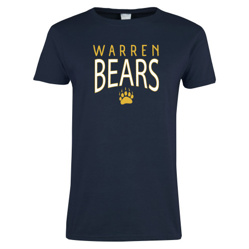  Womens Short Sleeve Navy Tee - Warren Bears with Bear Paw