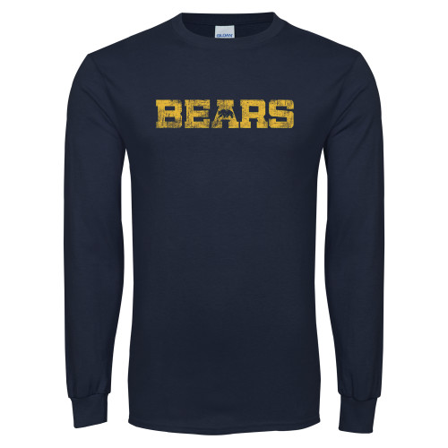  Navy Long Sleeve T-Shirt - Bears Logo Distressed
