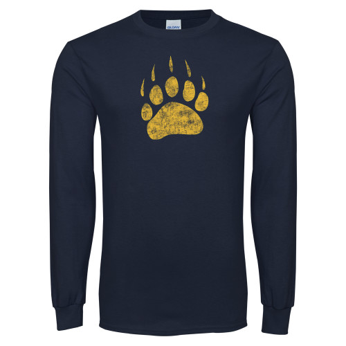  Navy Long Sleeve T-Shirt - Bear Paw Distressed