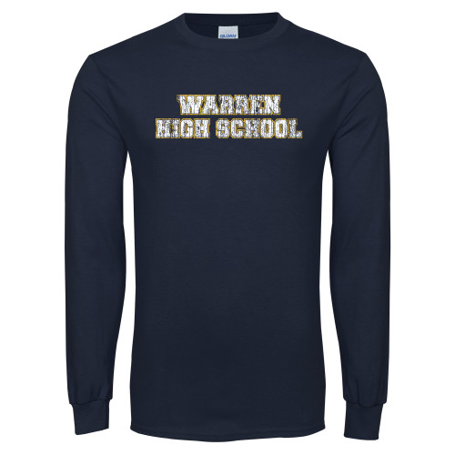  Navy Long Sleeve T-Shirt - Warren High School Distressed