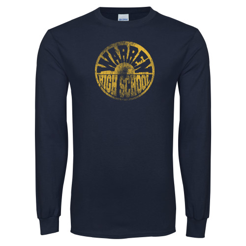  Navy Long Sleeve T-Shirt - Warren High School Circle Distressed