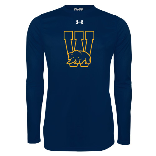  Under Armour Navy Long Sleeve Tech Tee - W Logo with Bear