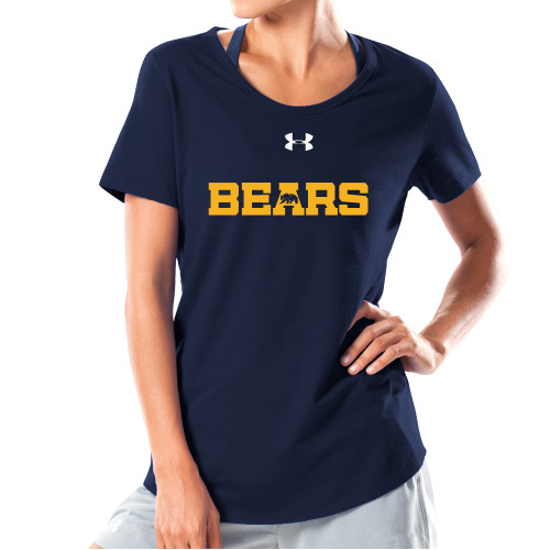  Under Armour Womens Navy Charged Cotton Tee - Bears Logo
