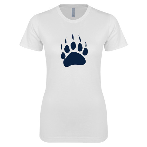  Next Level Womens White Boyfriend Tee - Bear Paw