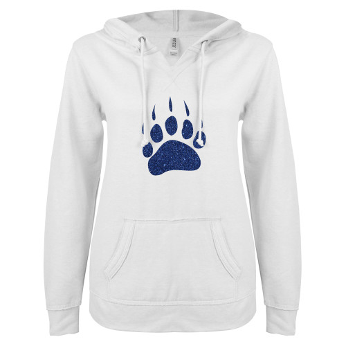 Warren High School ENZA Womens White V Notch Raw Edge Fleece Hoodie