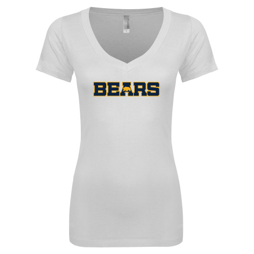  Next Level Womens White Ideal V Tee - Bears Logo