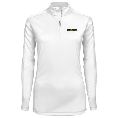  Syntrel Womens White Interlock 1/4 Zip - Bears Logo