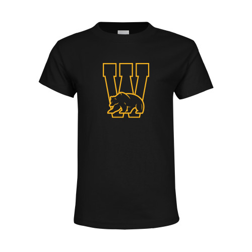  Youth Black T Shirt - W Logo with Bear