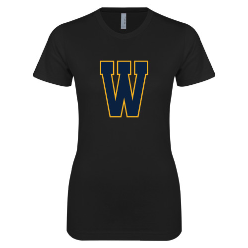  Next Level Womens Black Boyfriend Tee - W Logo