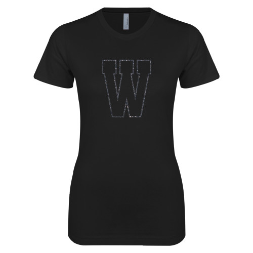  Next Level Womens Black Boyfriend Tee - F Graphite Soft Glitter