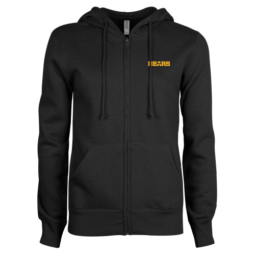  ENZA Womens Black Fleece Full Zip Hoodie - Bears Logo