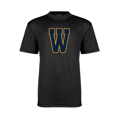  Youth Performance Black Tee - W Logo