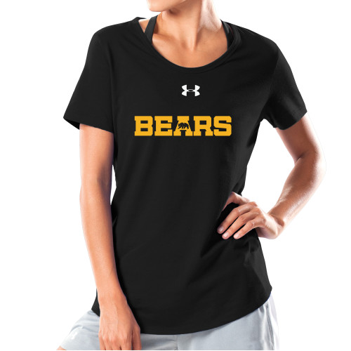  Under Armour Womens Black Charged Cotton Tee - Bears Logo