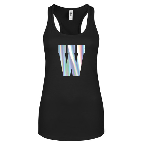  Next Level Womens Black Racerback Tank  - W Logo Foil