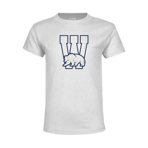  Youth White T Shirt - W Logo with Bear