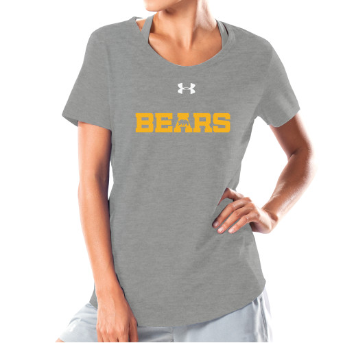  Under Armour Womens Grey Charged Cotton Tee - Bears Logo