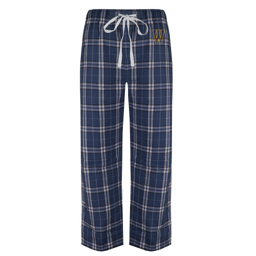  Navy/White Flannel Pajama Pant - W Logo