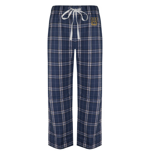  Navy/White Flannel Pajama Pant - W Logo with Bear