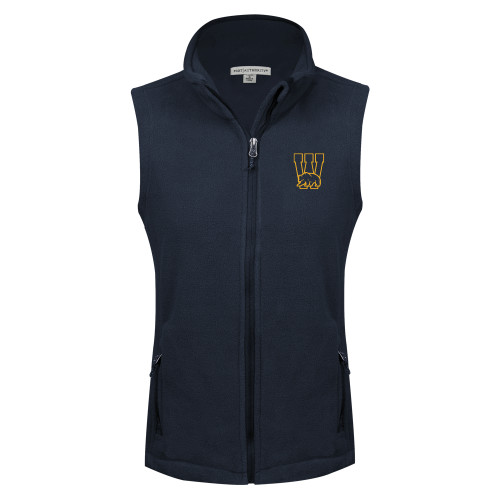 Womens Navy Fleece Full Zip Vest - W Logo with Bear
