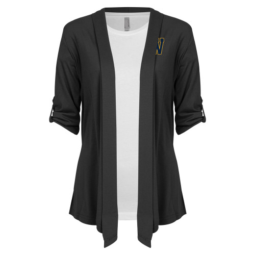  Womens Grey Drape Front Cardigan Sweater - W Logo