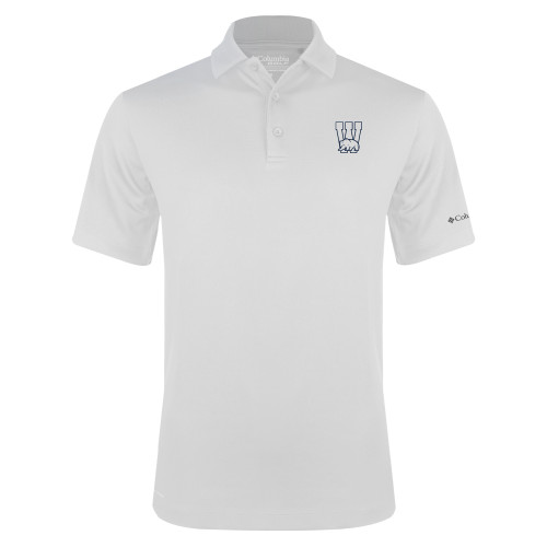  Columbia White Omni Wick Drive Polo - W Logo with Bear