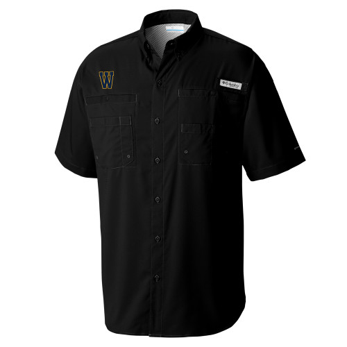  Columbia Black Tamiami Performance Short Sleeve Shirt - W Logo