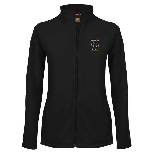  Womens Black Fleece Full Zip Jacket - W Logo