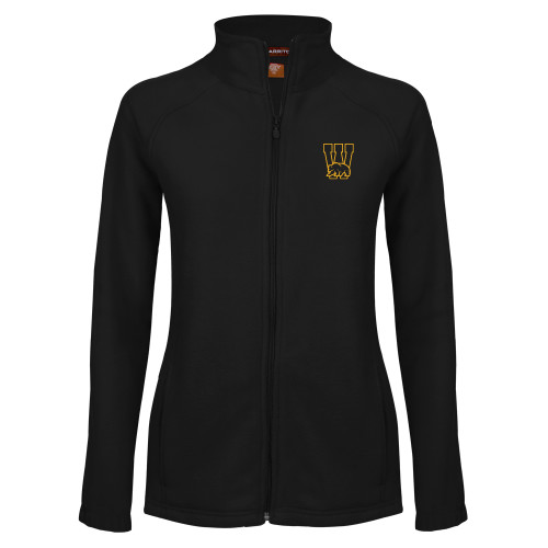  Womens Black Fleece Full Zip Jacket - W Logo with Bear