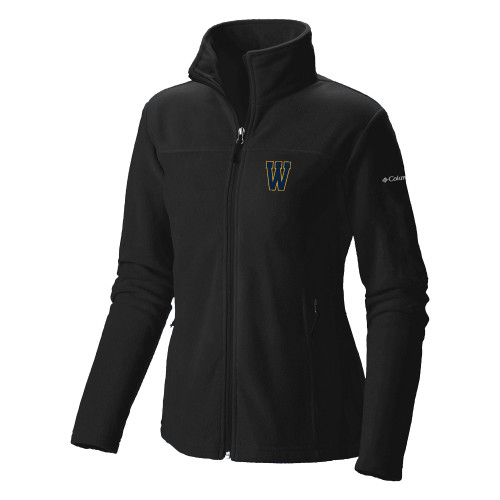  Columbia Womens Full Zip Black Fleece Jacket - W Logo