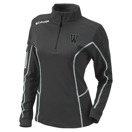  Columbia Womens Omni Wick Charcoal 1/4 Zip - W Logo