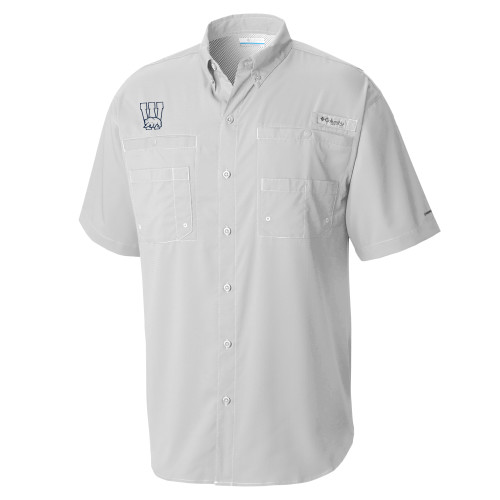  Columbia Cool Grey Tamiami Performance Short Sleeve Shirt - W Logo with Bear