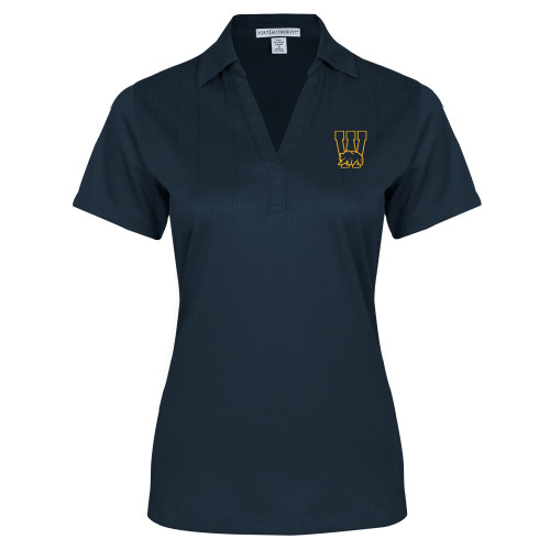  Womens Navy Performance Fine Jacquard Polo - W Logo with Bear
