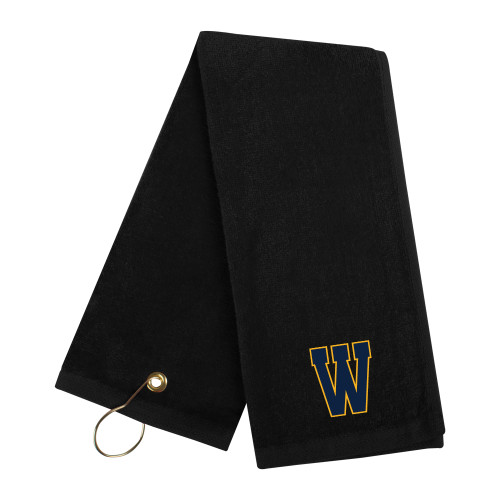  Black Golf Towel - W Logo