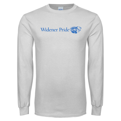  White Long Sleeve T Shirt - Widener Pride Flat