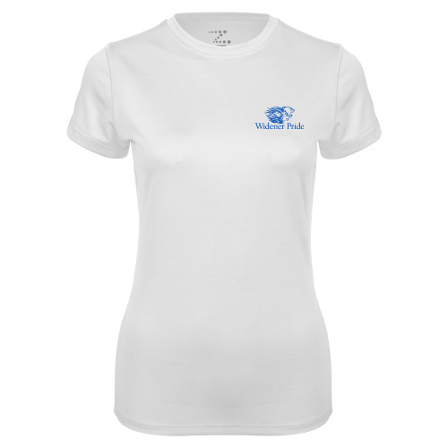  Womens White Performance Tee - Widener Pride