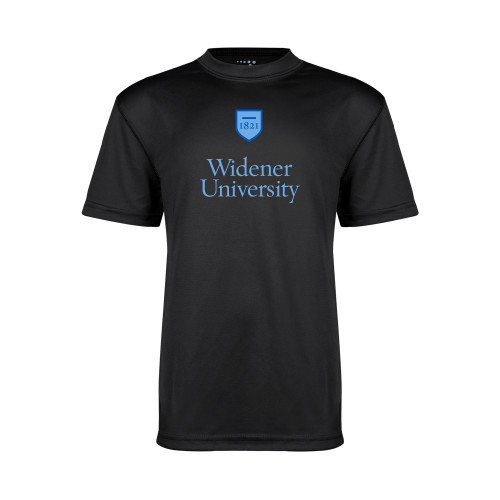  Youth Performance Black Tee - Stacked University Mark