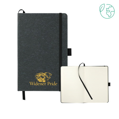  5.5 x 8.5 Black FSC Mix Recycled Leather Bound Journal - Widener Pride