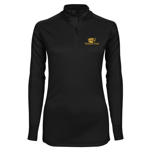  Syntrel Womens Black Interlock 1/4 Zip - Widener Pride