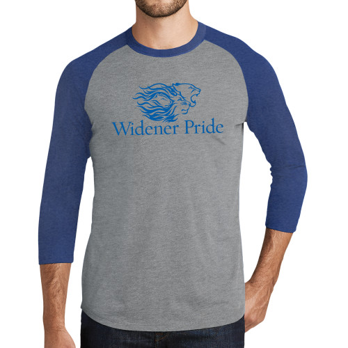  Grey/Royal Heather Triblend Baseball Raglan Tee - Widener Pride