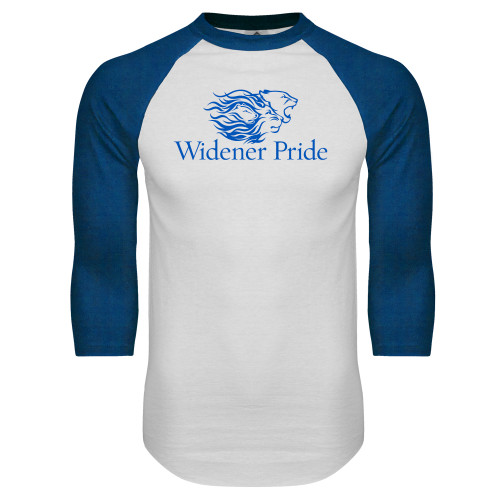  White/Royal Raglan Baseball T Shirt - Widener Pride