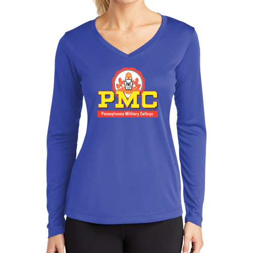  Womens Royal Performance Long Sleeve V Neck Shirt - PMC Stacked