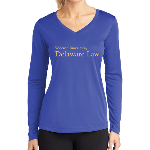  Womens Royal Performance Long Sleeve V Neck Shirt - Delaware Law School