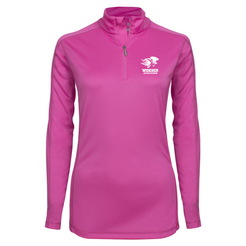  Syntrel Womens Raspberry Interlock 1/4 Zip - Widener Athletics