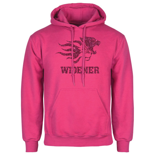  Womens Fuchsia Fleece Hoodie - Primary Mascot Hot Pink Glitter