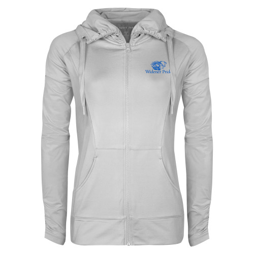  Womens White Sport Wick Stretch Full Zip Jacket - Widener Pride